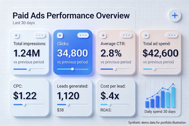 minimal paid ads performance overview